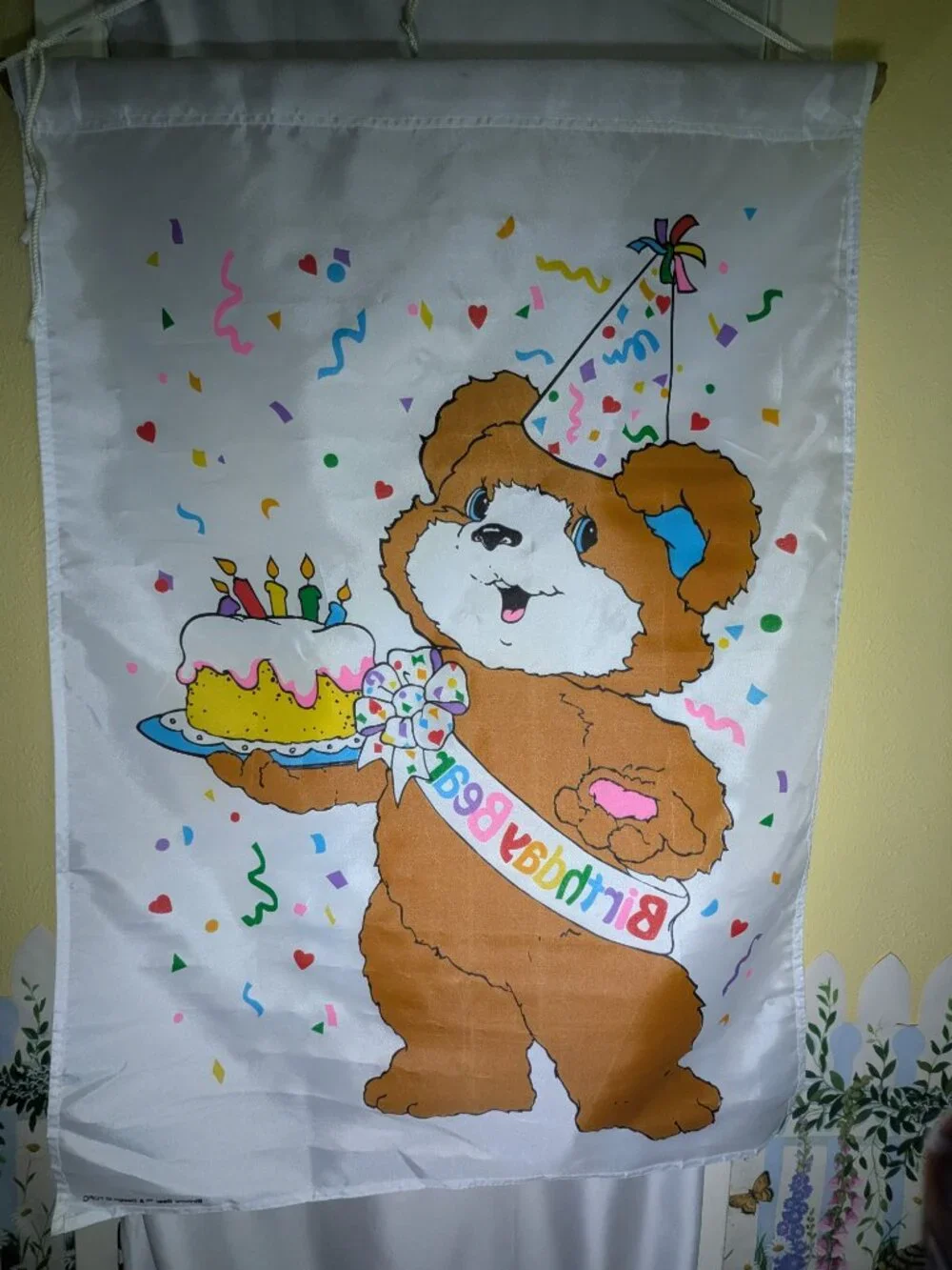 Vintage Birthday Bear Garden Flag Large Banner Those Characters From Cleveland